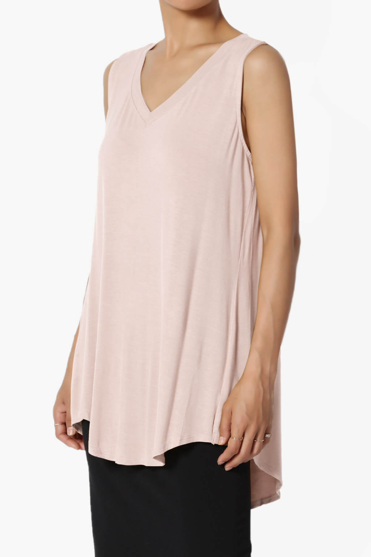 Myles Sleeveless V-Neck Luxe Jersey Top PLUS
