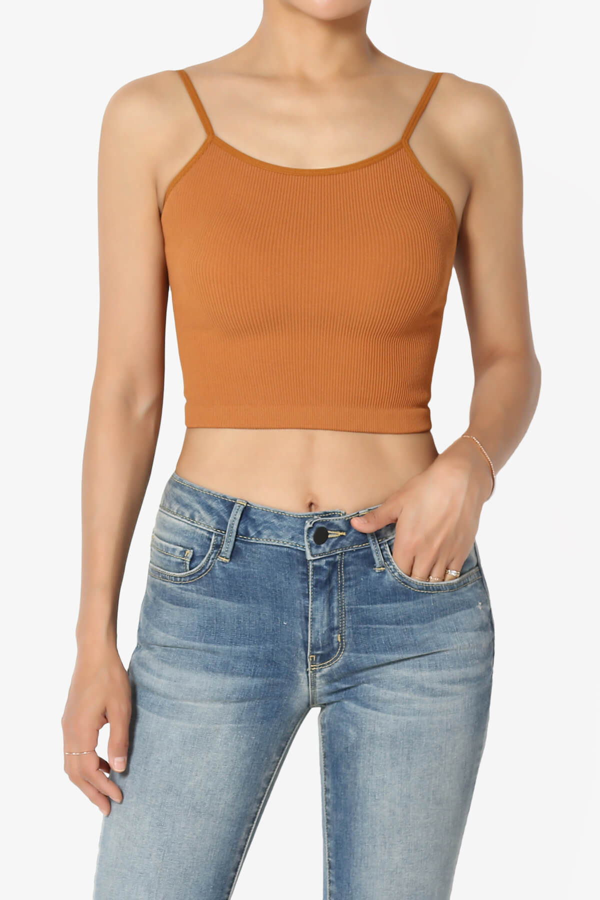 Nadeen Ribbed Seamless Crop Cami ALMOND_1