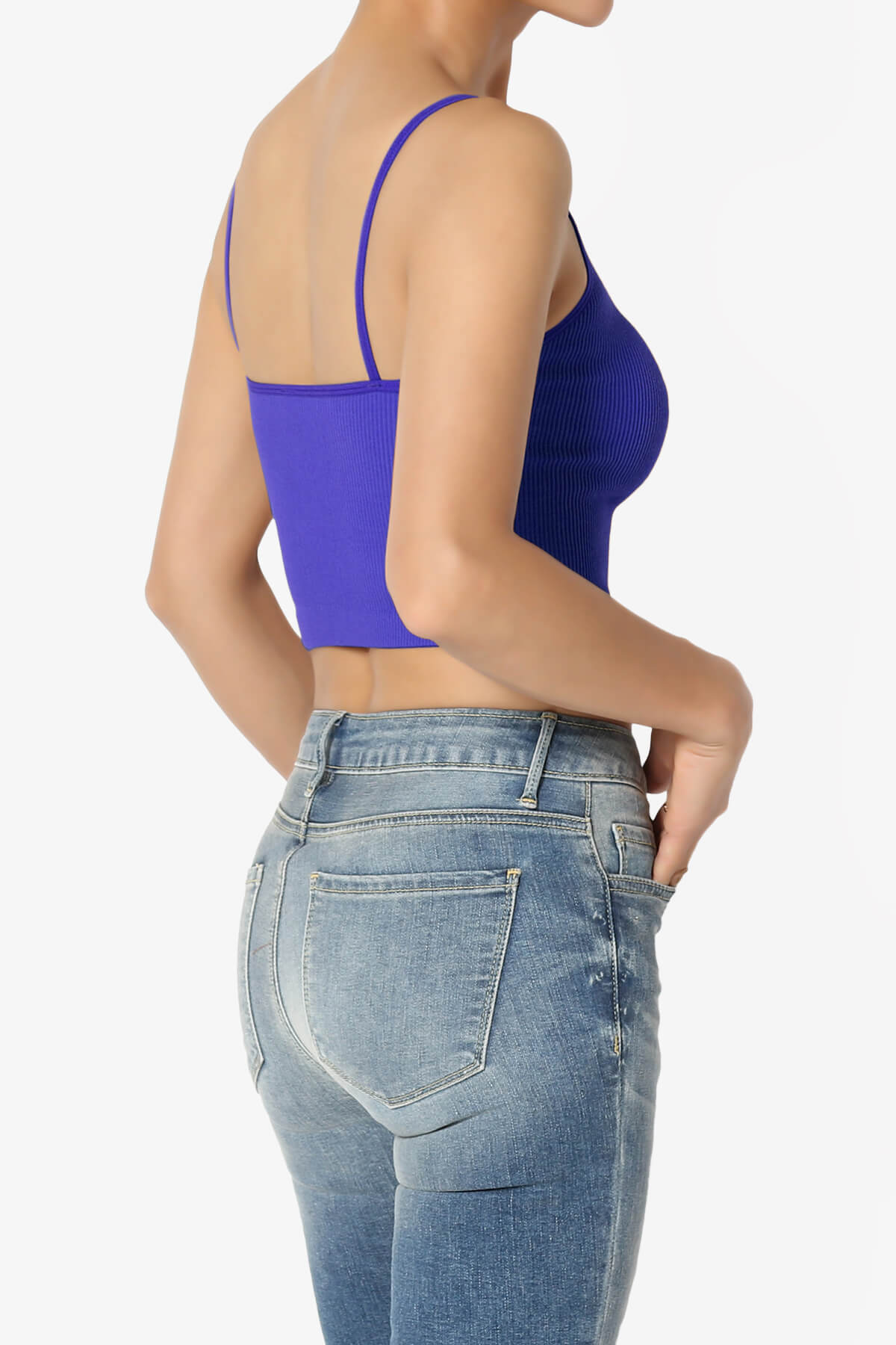 Nadeen Ribbed Seamless Crop Cami BRIGHT BLUE_4