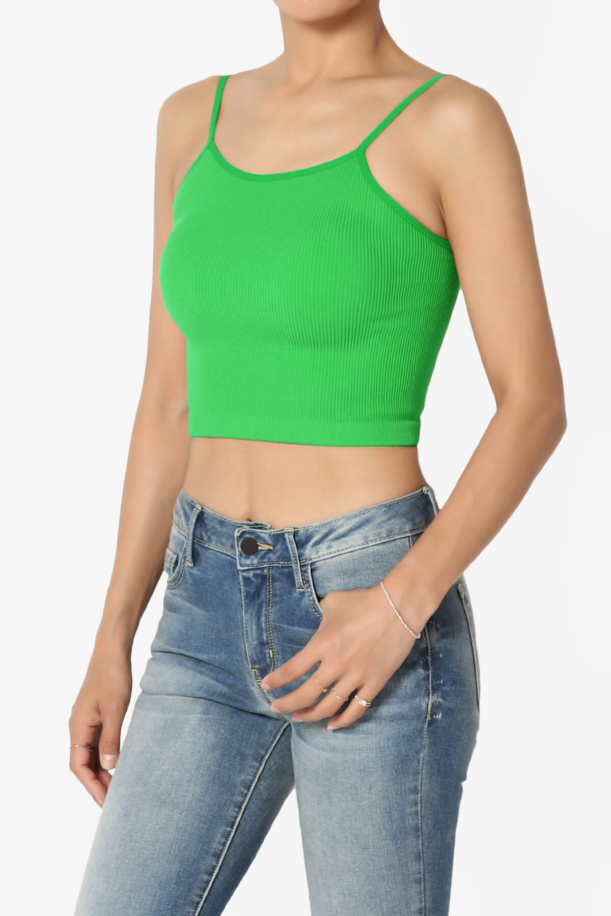 Nadeen Ribbed Seamless Crop Cami BRIGHT GREEN_3