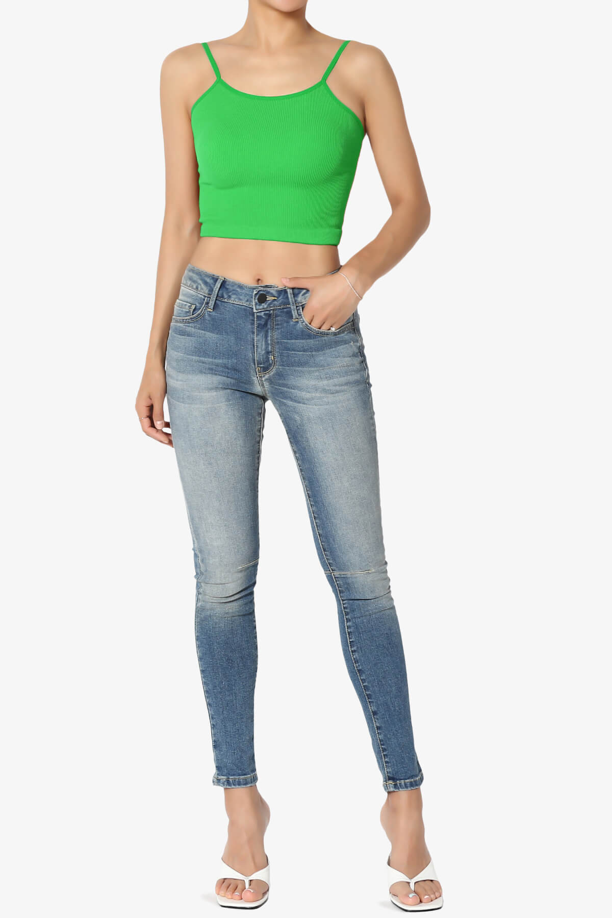 Nadeen Ribbed Seamless Crop Cami BRIGHT GREEN_6