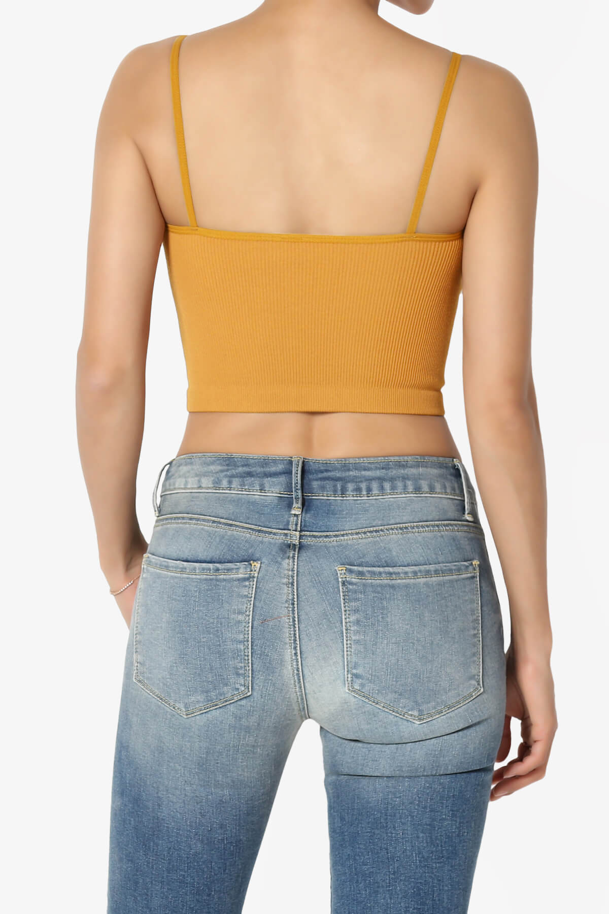Nadeen Ribbed Seamless Crop Cami GOLDEN MUSTARD_2