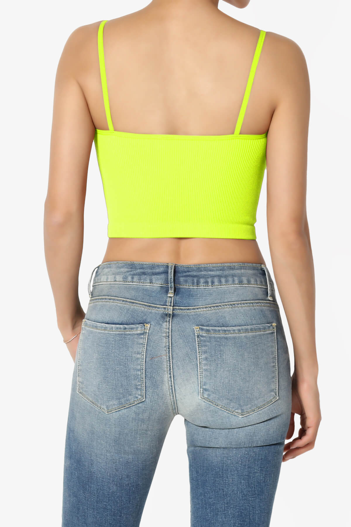 Nadeen Ribbed Seamless Crop Cami NEON GREEN_2