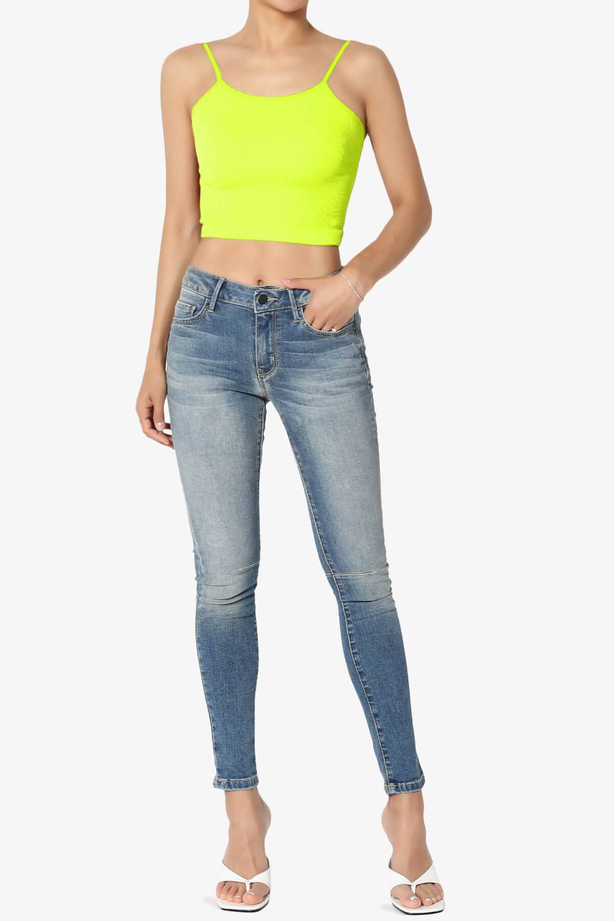 Nadeen Ribbed Seamless Crop Cami NEON GREEN_6