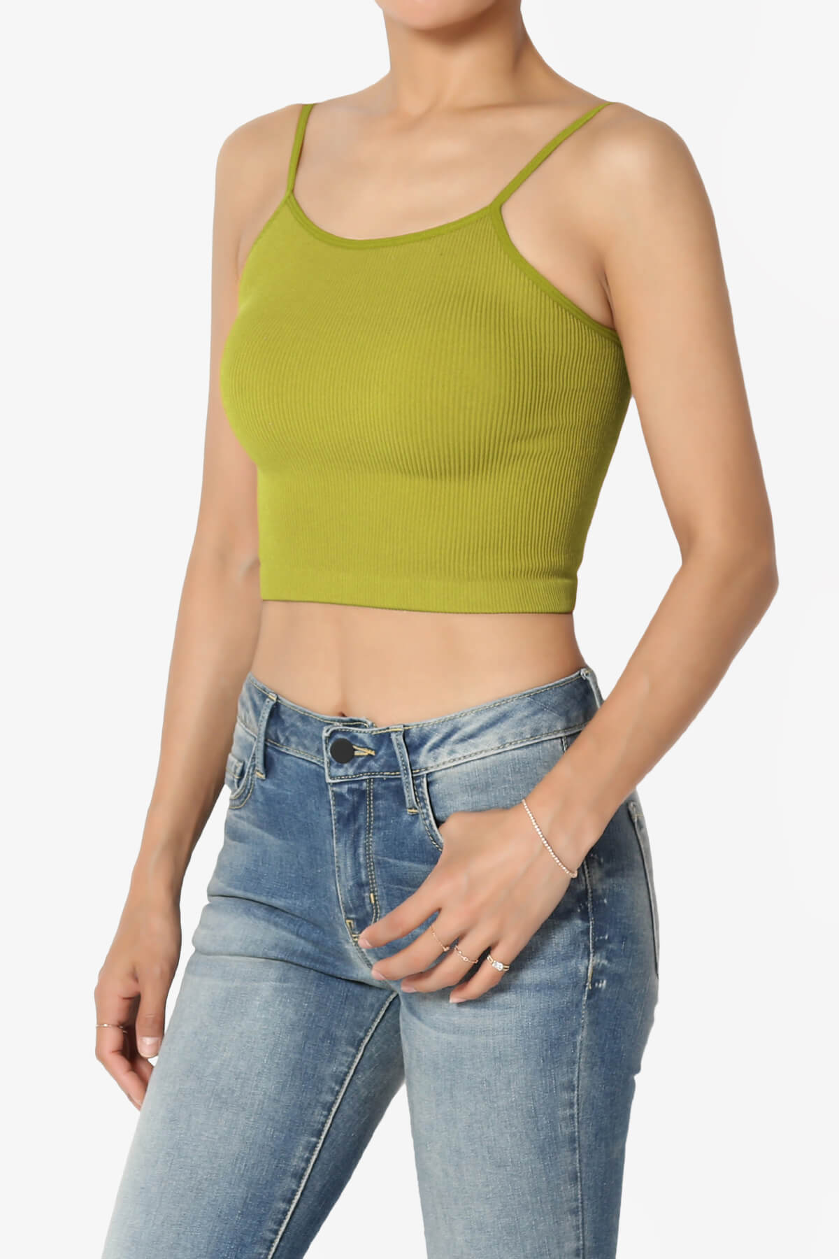 Nadeen Ribbed Seamless Crop Cami OLIVE MUSTARD_3