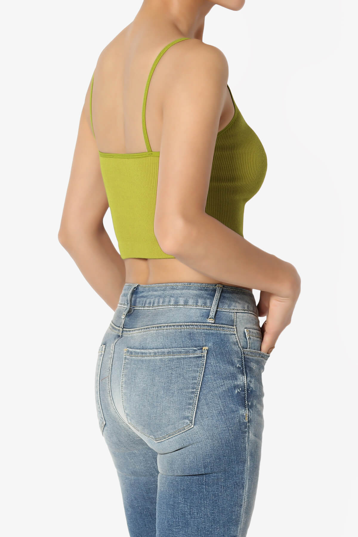 Nadeen Ribbed Seamless Crop Cami OLIVE MUSTARD_4