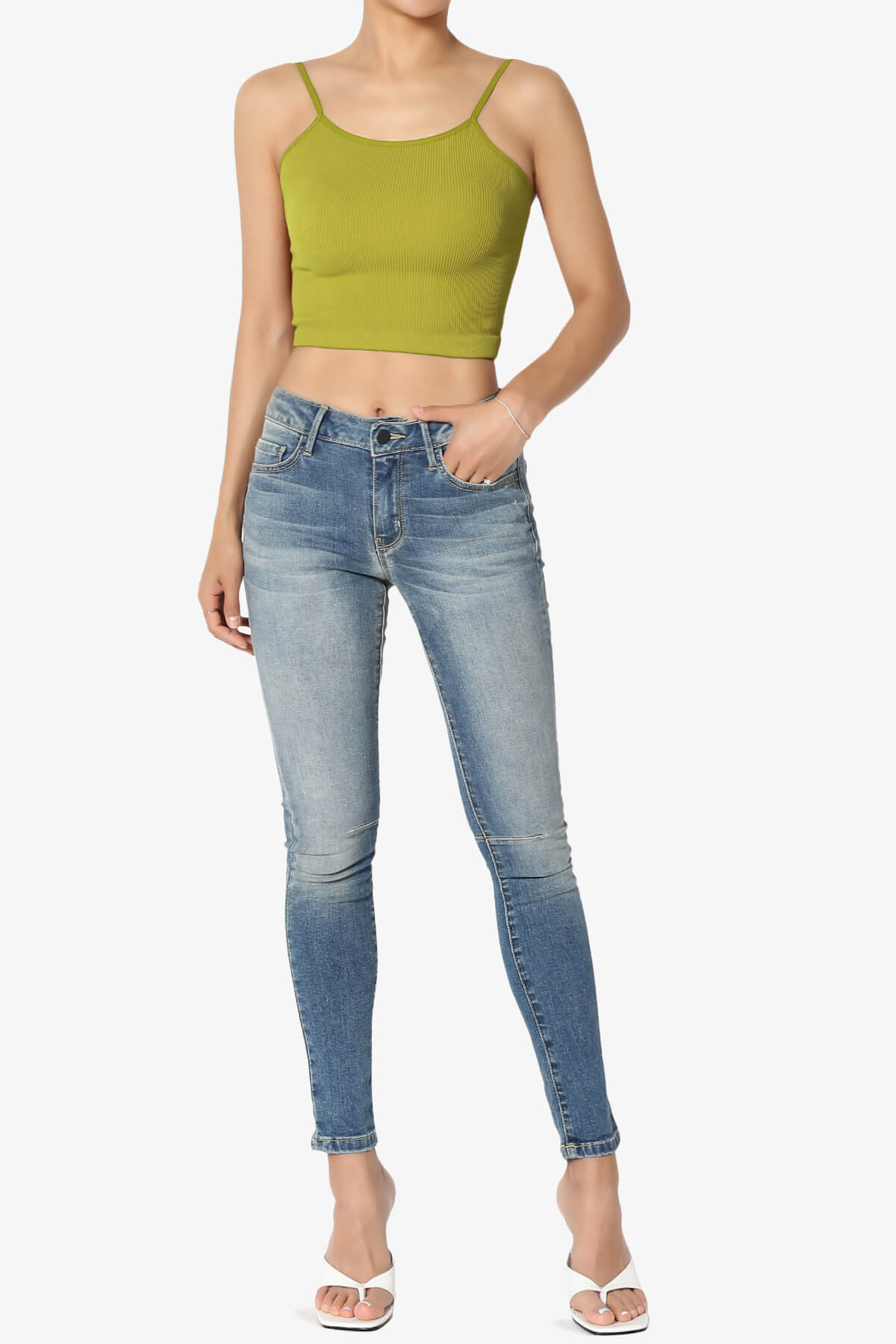 Nadeen Ribbed Seamless Crop Cami OLIVE MUSTARD_6