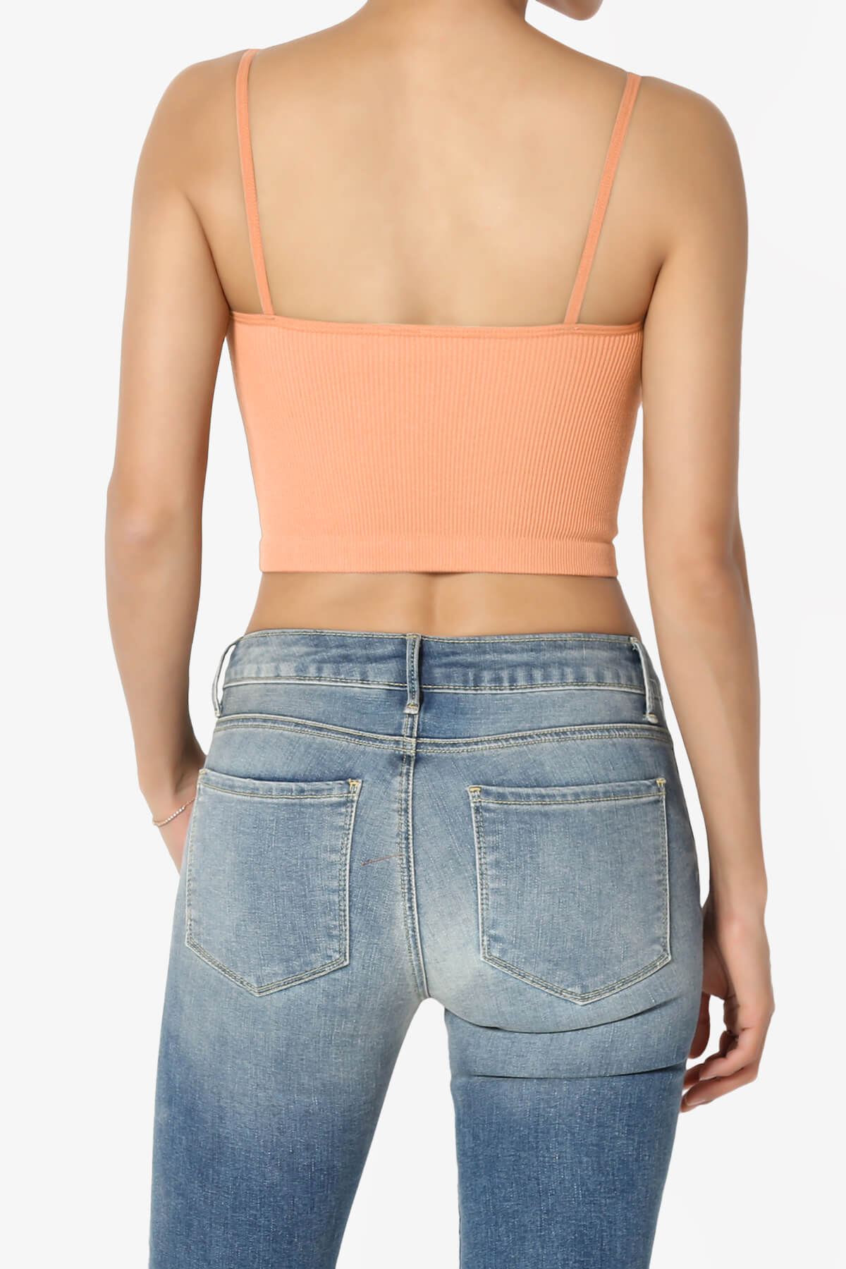 Nadeen Ribbed Seamless Crop Cami PEACH_2