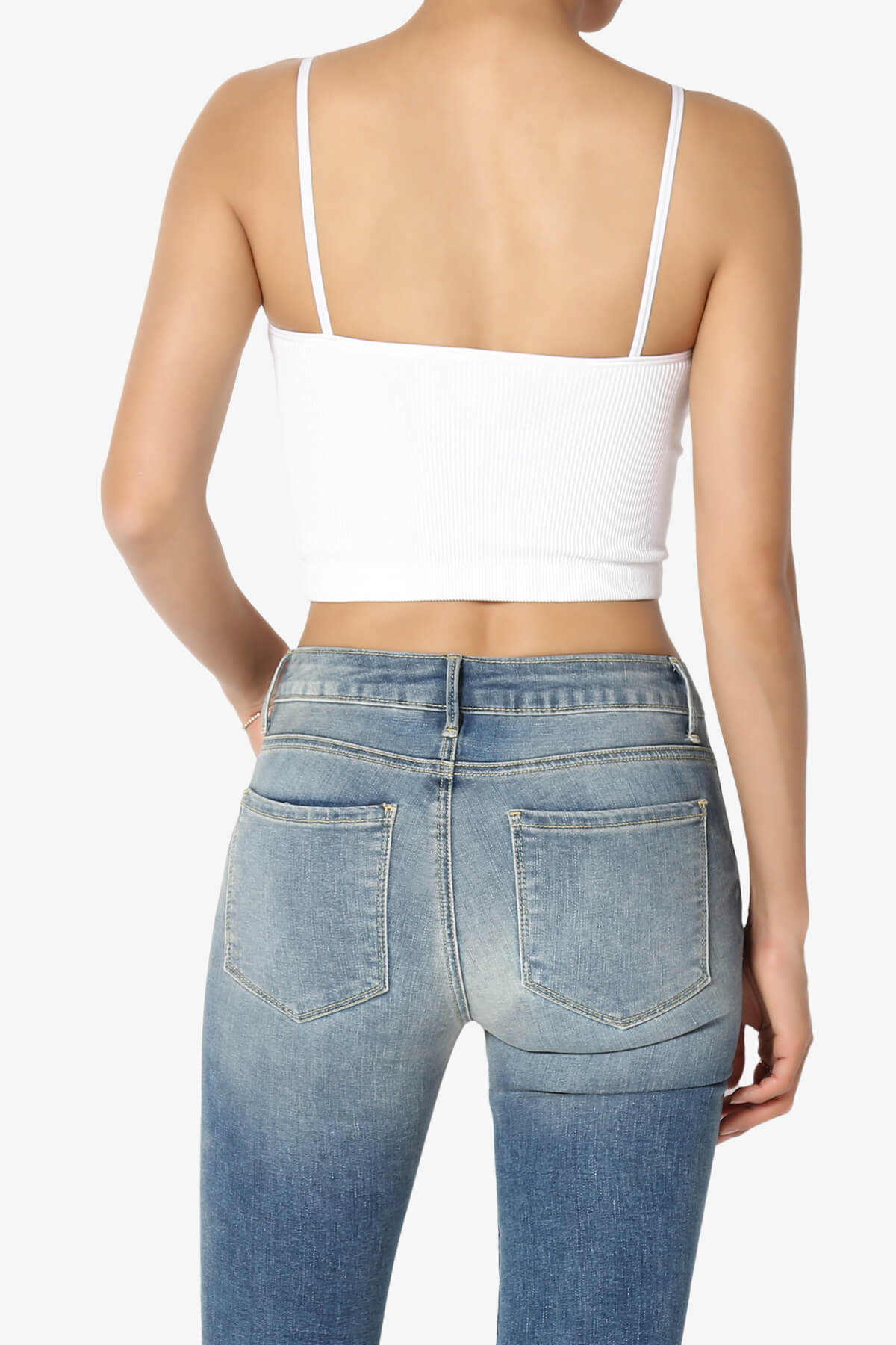 Nadeen Ribbed Seamless Crop Cami WHITE_2