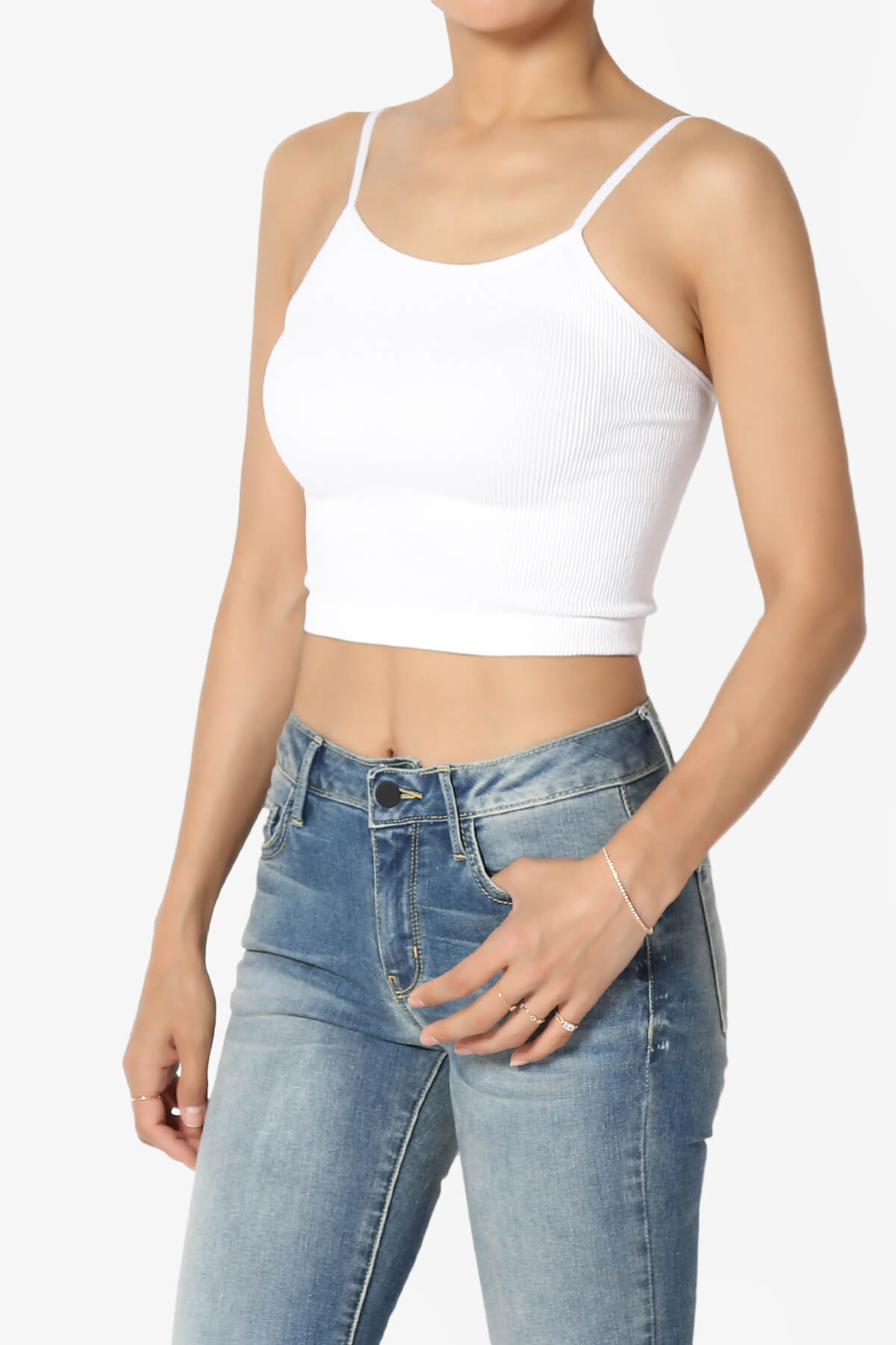 Nadeen Ribbed Seamless Crop Cami WHITE_3