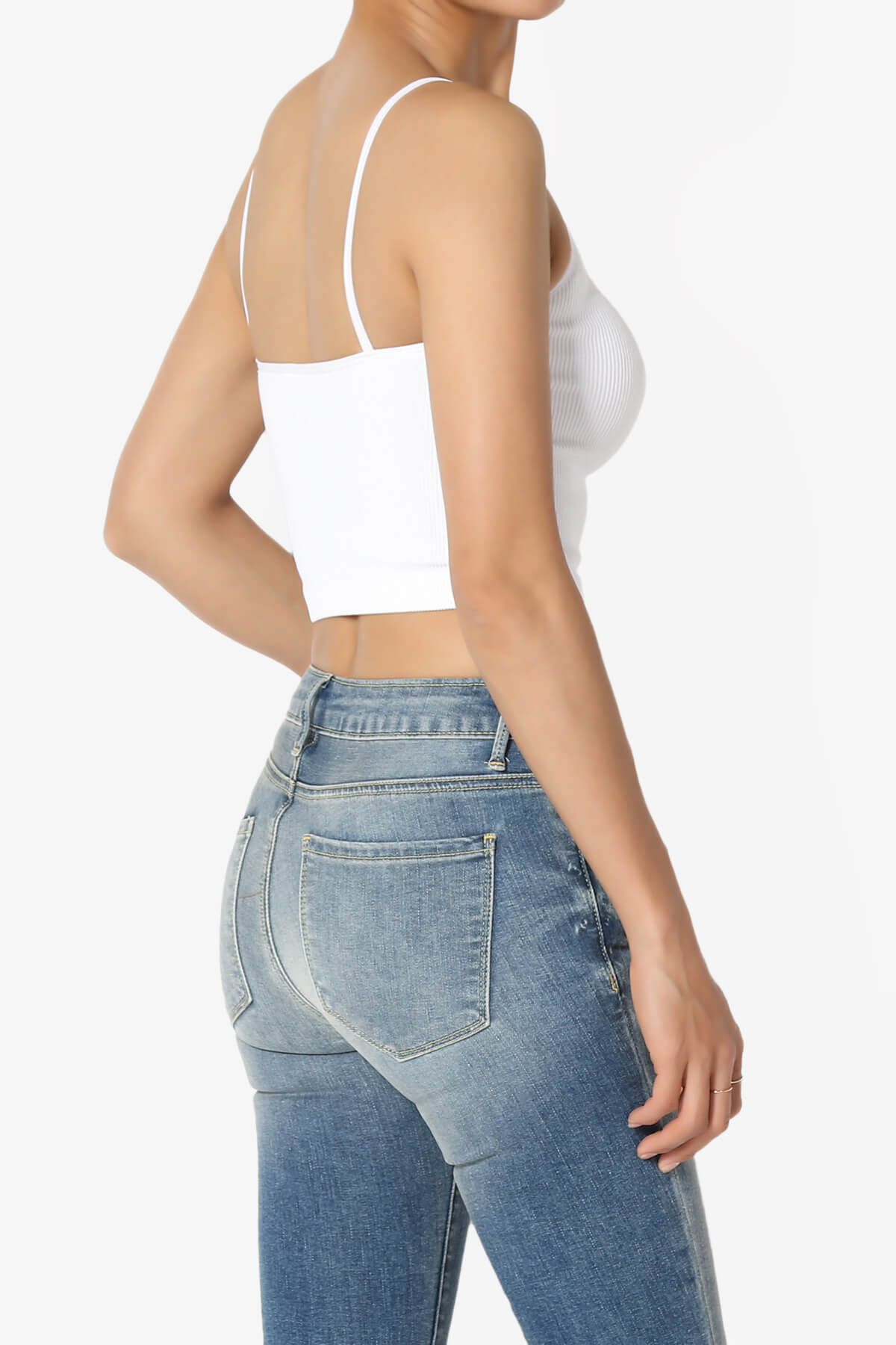 Nadeen Ribbed Seamless Crop Cami WHITE_4