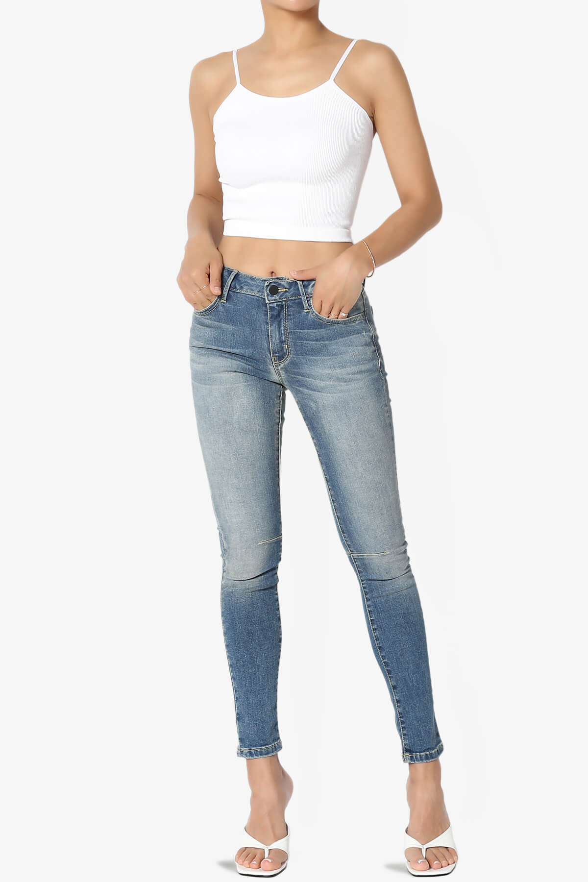 Nadeen Ribbed Seamless Crop Cami WHITE_6