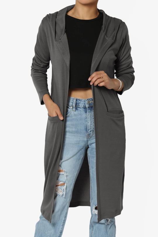 Nataly Open Front Hooded Long Cardigan