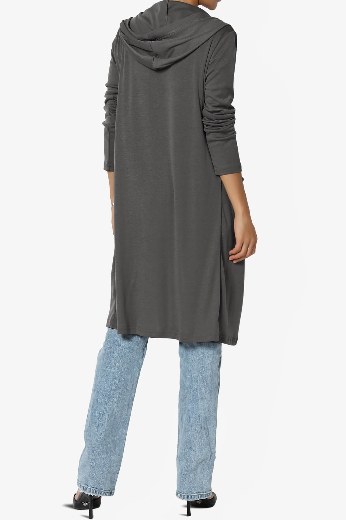 Nataly Open Front Hooded Long Cardigan CHARCOAL_2