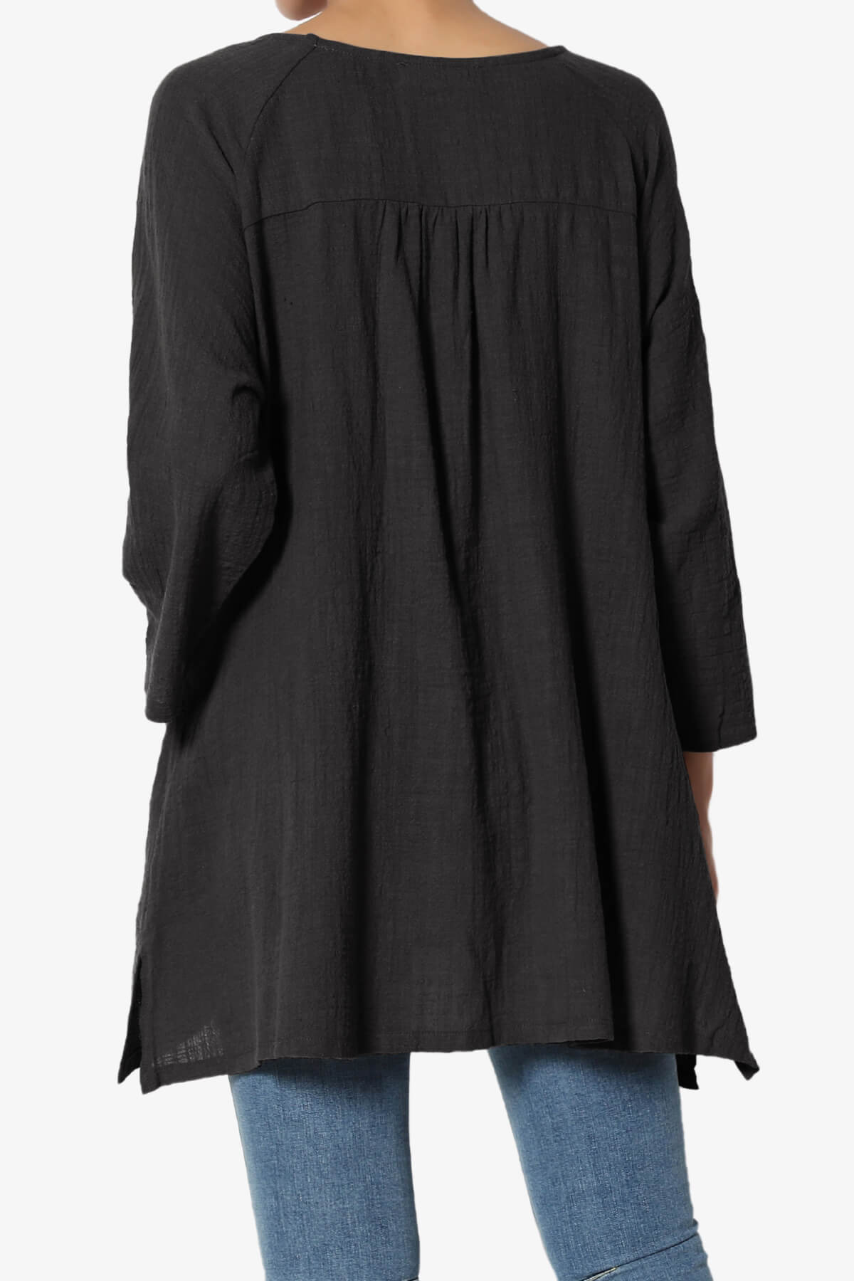 Nesta Gauze Pocket Cover Up Top BLACK_2
