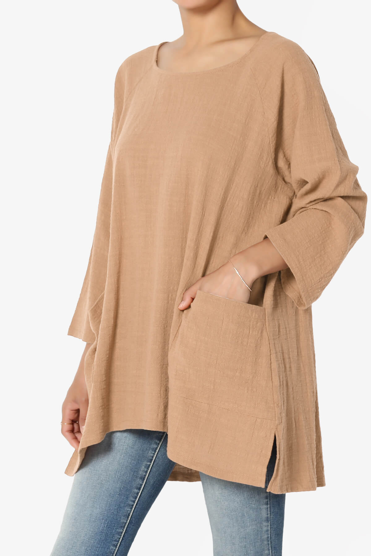 Nesta Gauze Pocket Cover Up Top DK BRUSH_3