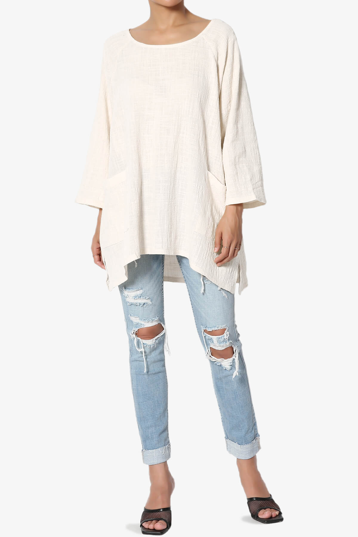 Nesta Gauze Pocket Cover Up Top IVORY_6