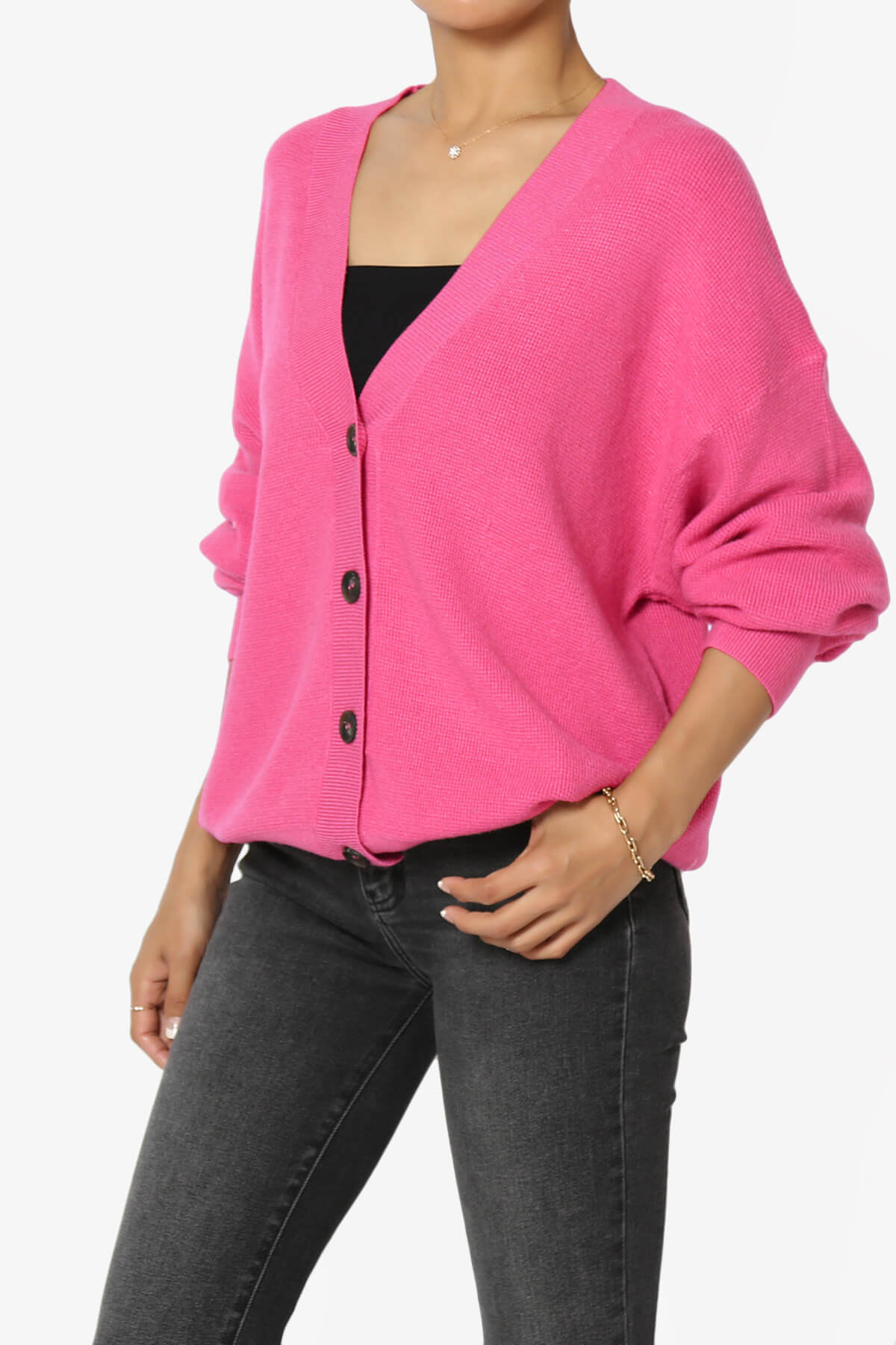 Nicky Micro Waffle Viscose Knit Cardigan FUCHSIA_3
