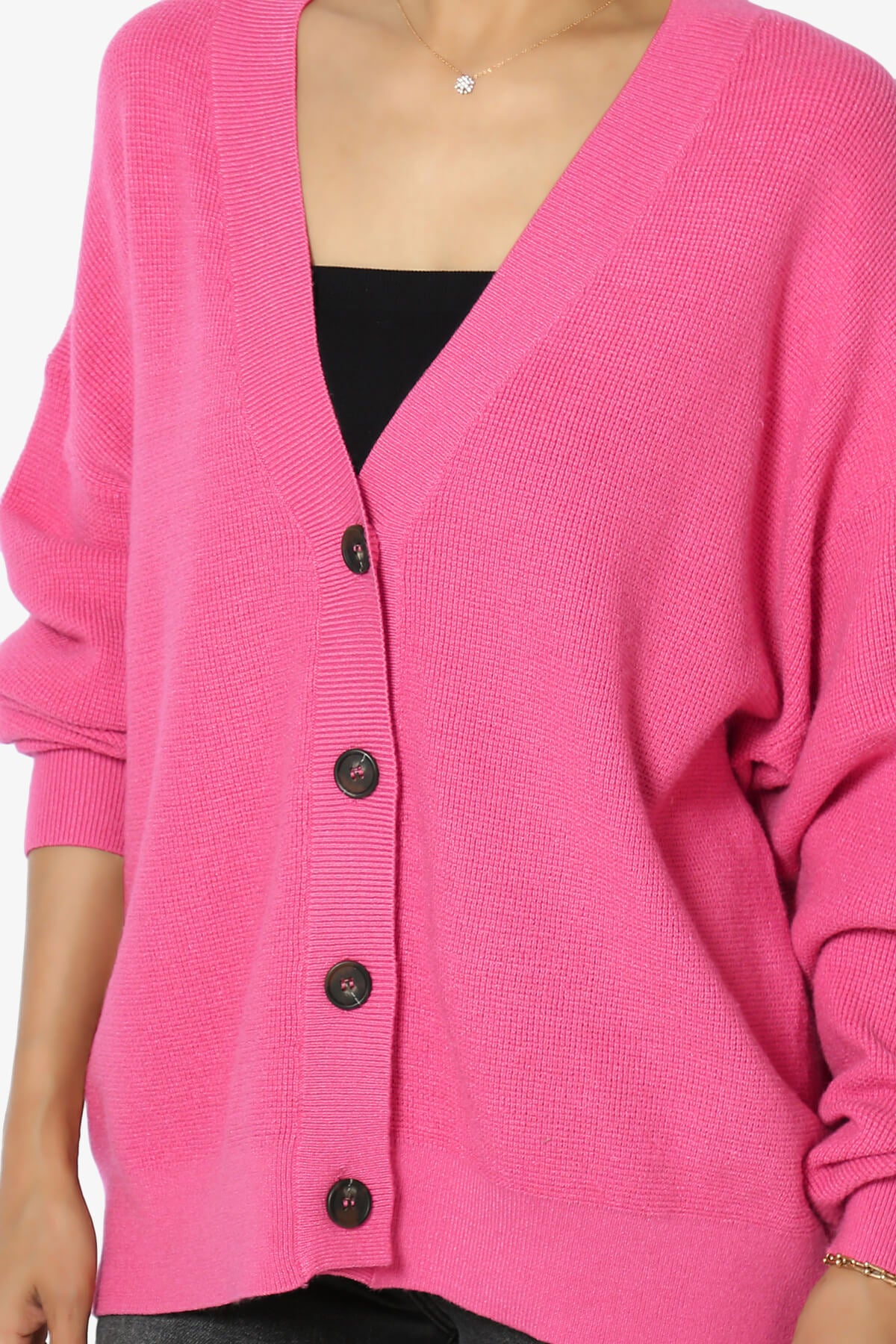 Nicky Micro Waffle Viscose Knit Cardigan FUCHSIA_5
