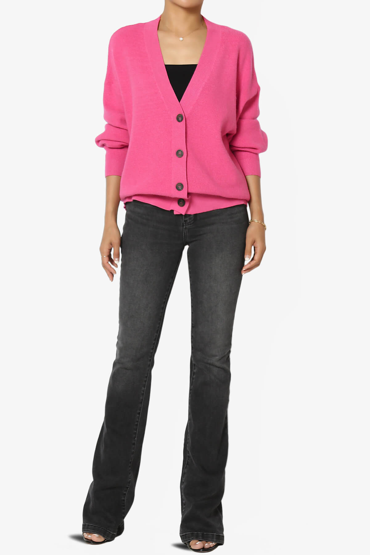 Nicky Micro Waffle Viscose Knit Cardigan FUCHSIA_6