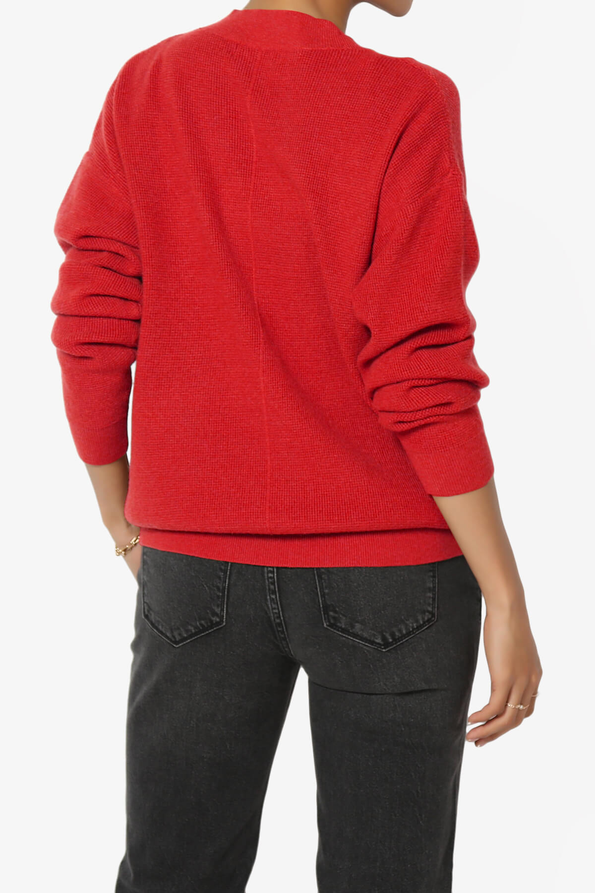 Nicky Micro Waffle Viscose Knit Cardigan RED_2