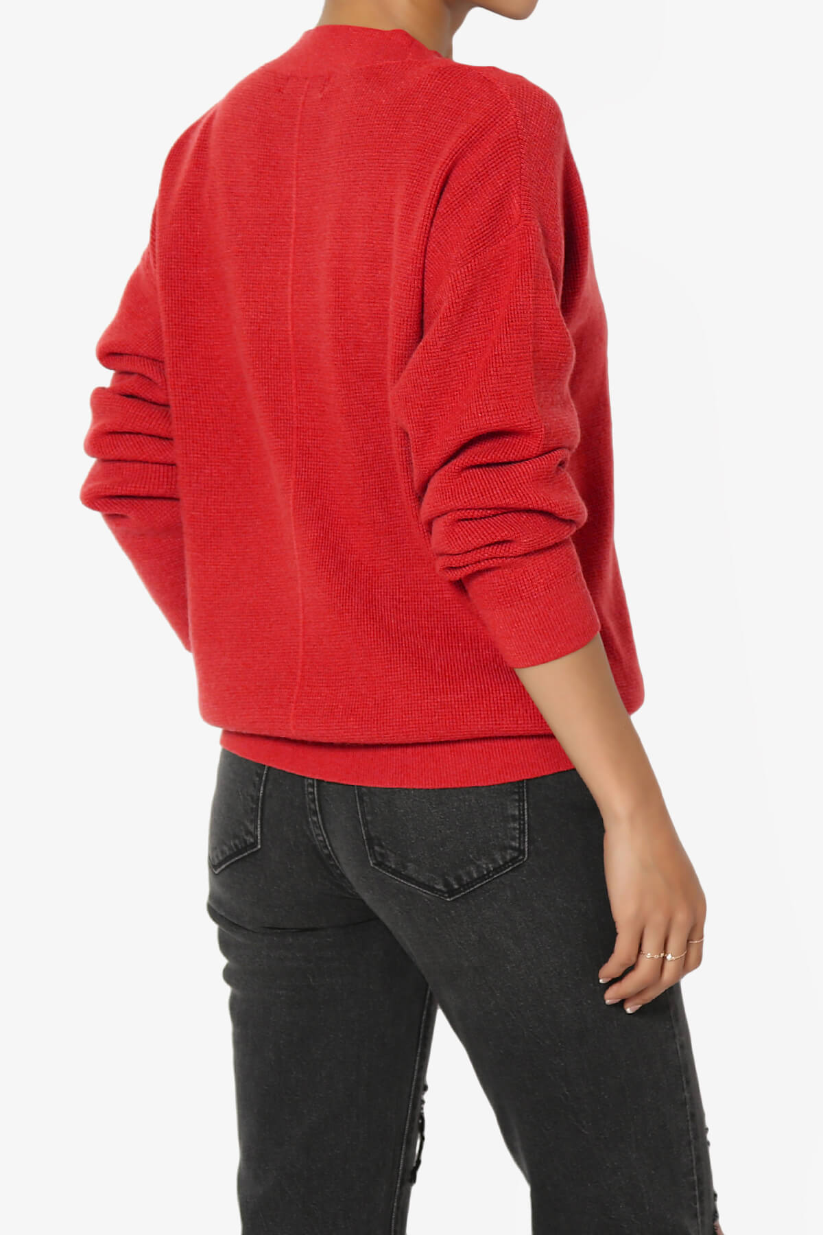 Nicky Micro Waffle Viscose Knit Cardigan RED_4
