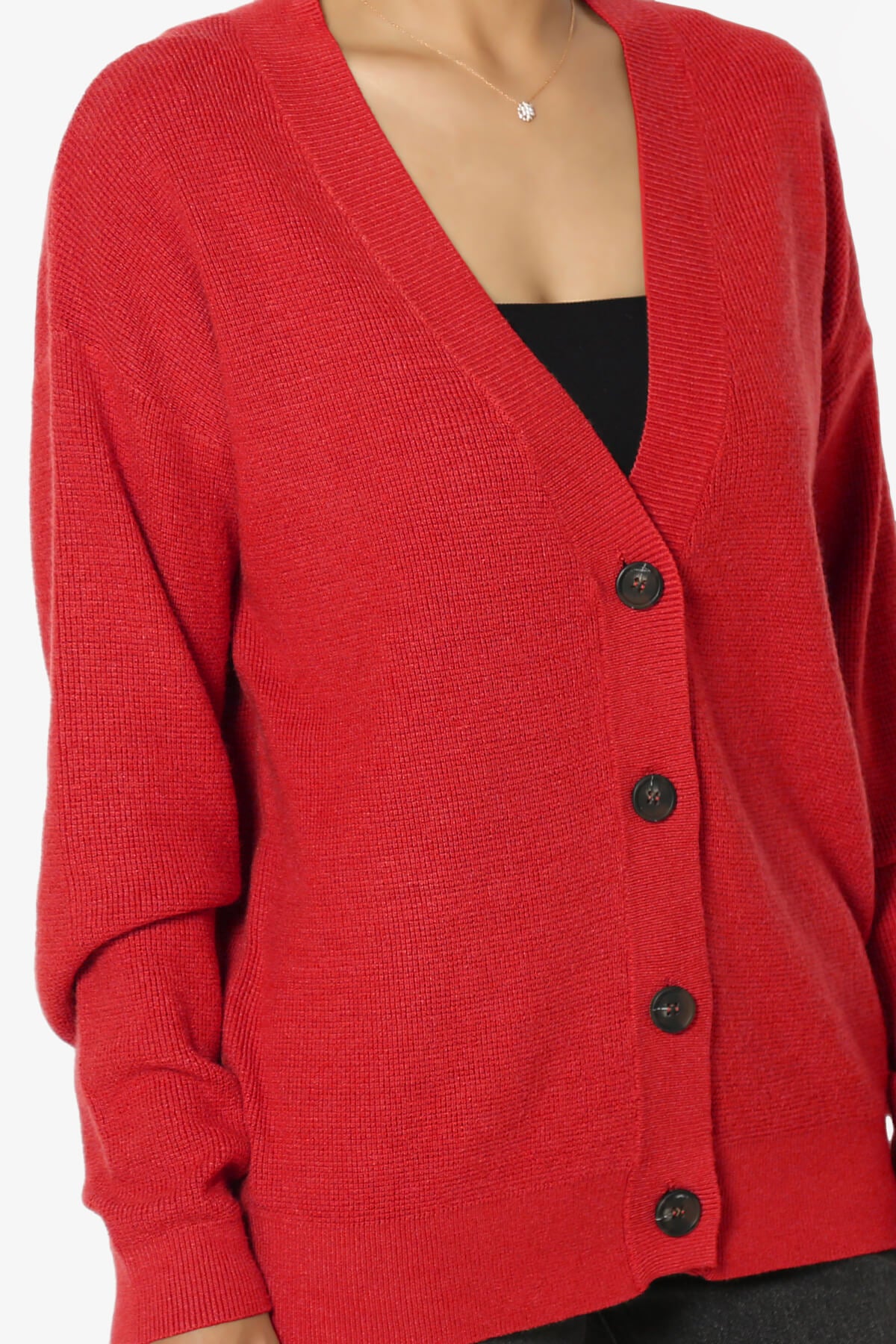 Nicky Micro Waffle Viscose Knit Cardigan RED_5