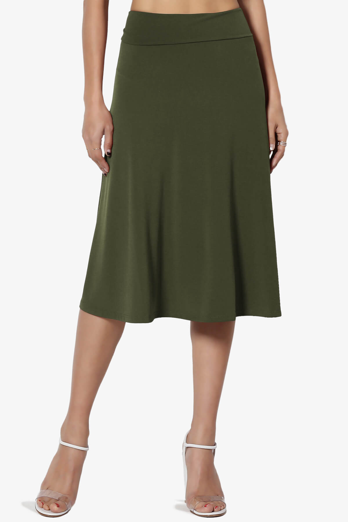 Nolan Stretch Flared Knee Skirt OLIVE_1