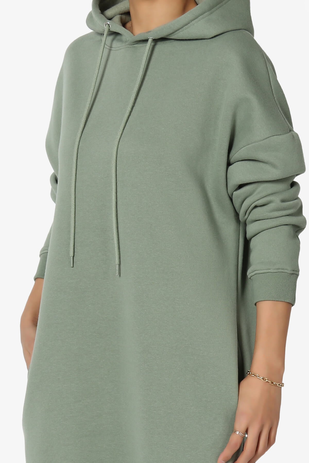 Parigi Fleece Oversized Tunic Sweatshits DUSTY OLIVE_5