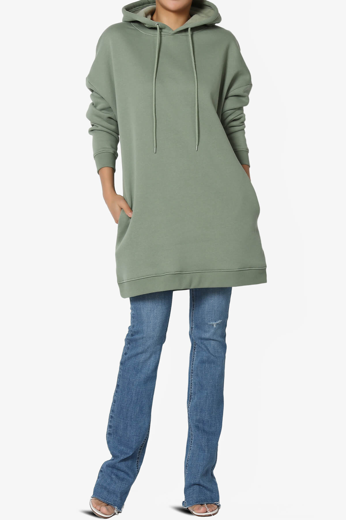 Parigi Fleece Oversized Tunic Sweatshits DUSTY OLIVE_6