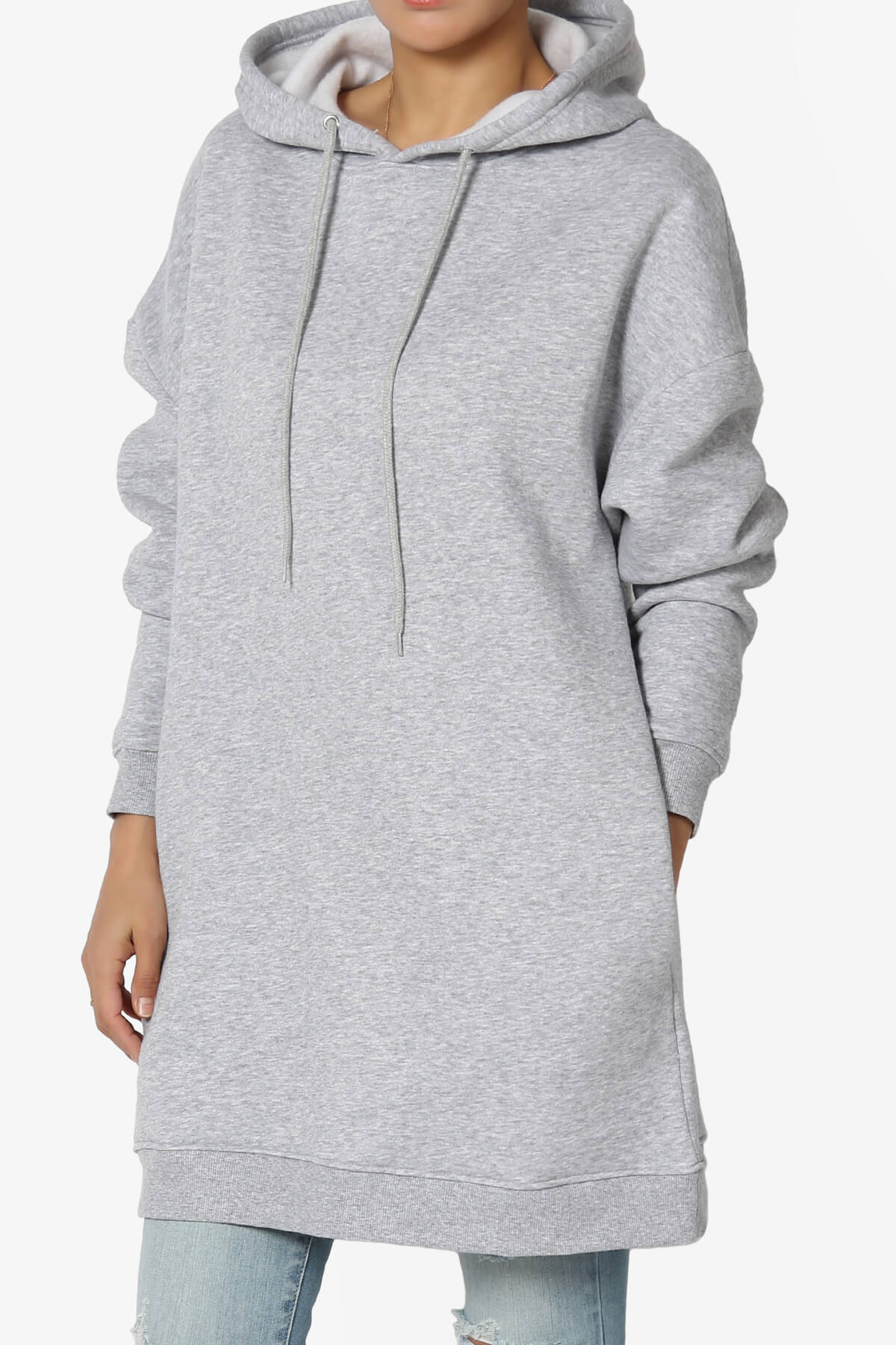 Parigi Fleece Oversized Tunic Sweatshits HEATHER GREY_3