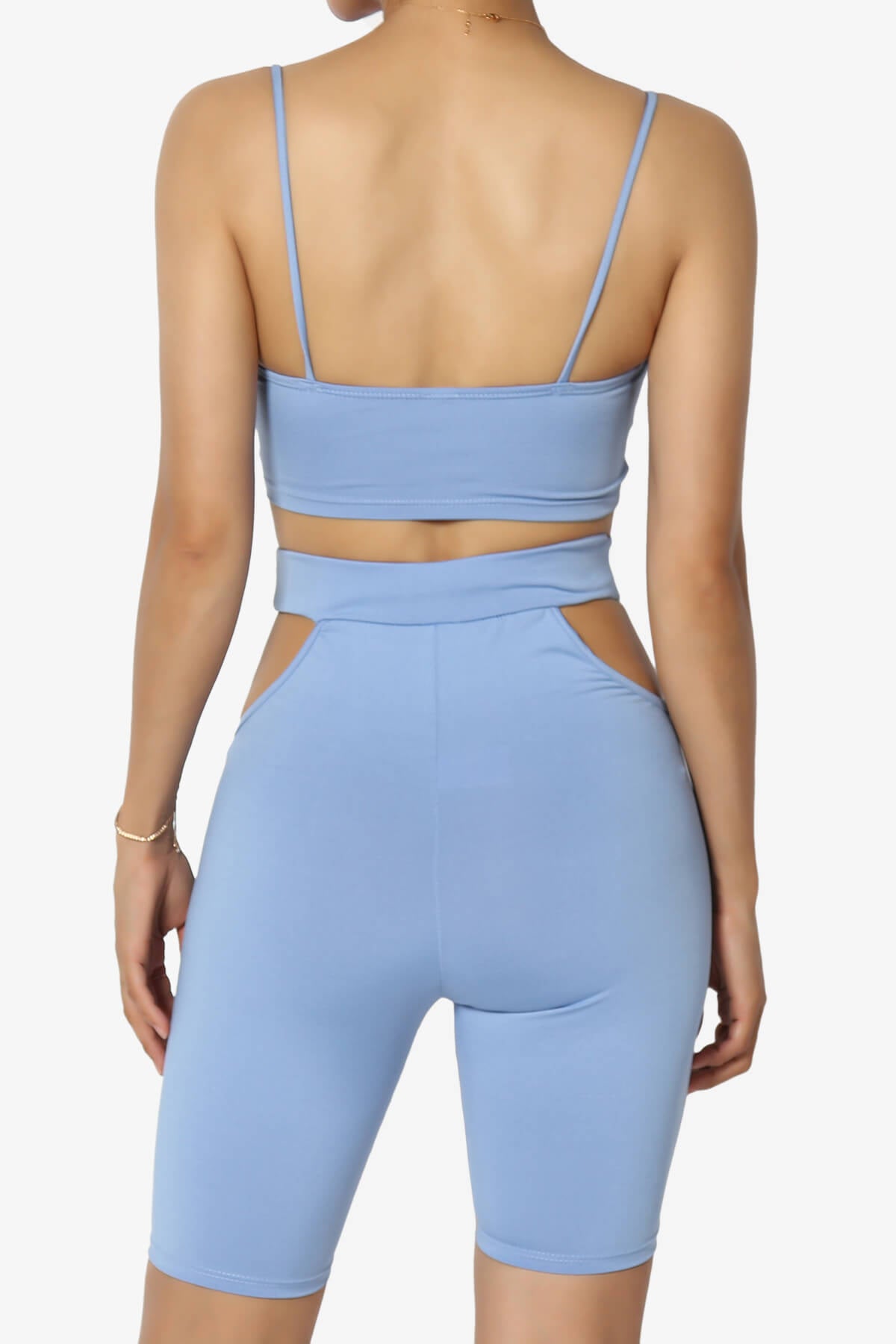 Rally Cut Out Bra Top & Biker Shorts SET LIGHT BLUE_2