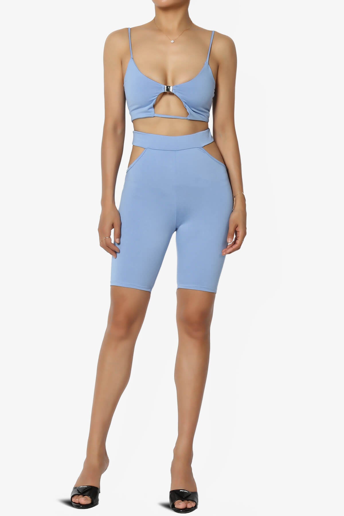Rally Cut Out Bra Top & Biker Shorts SET LIGHT BLUE_6
