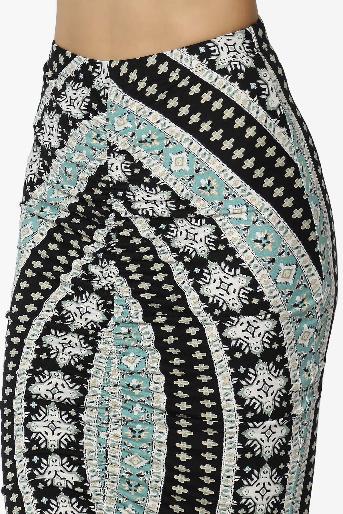 Rally Printed Halter Bra Top & Ruched Midi Skirt SET BLACK_6