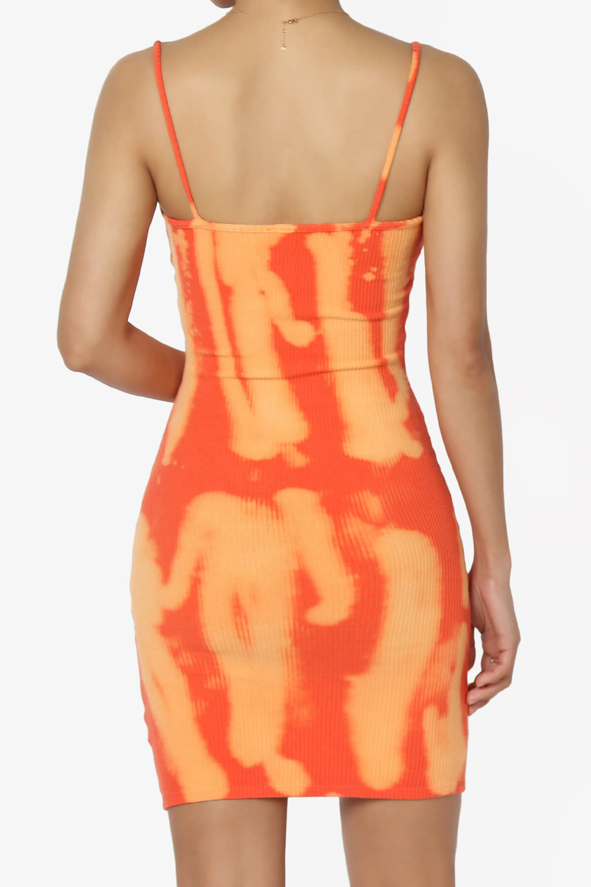 Rays Tie Dye Ribbed Bodycon Mini Dress ORANGE_2