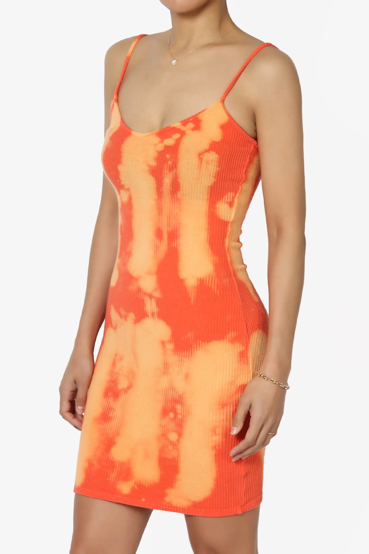Rays Tie Dye Ribbed Bodycon Mini Dress ORANGE_3