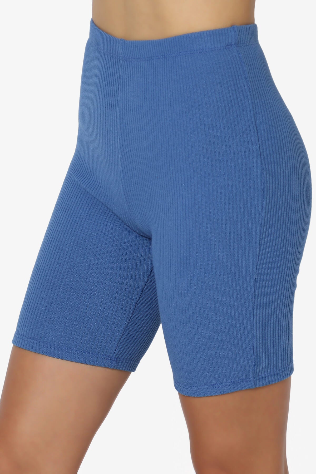 Rebecka Ribbed Basic Biker Shorts BLUE_5