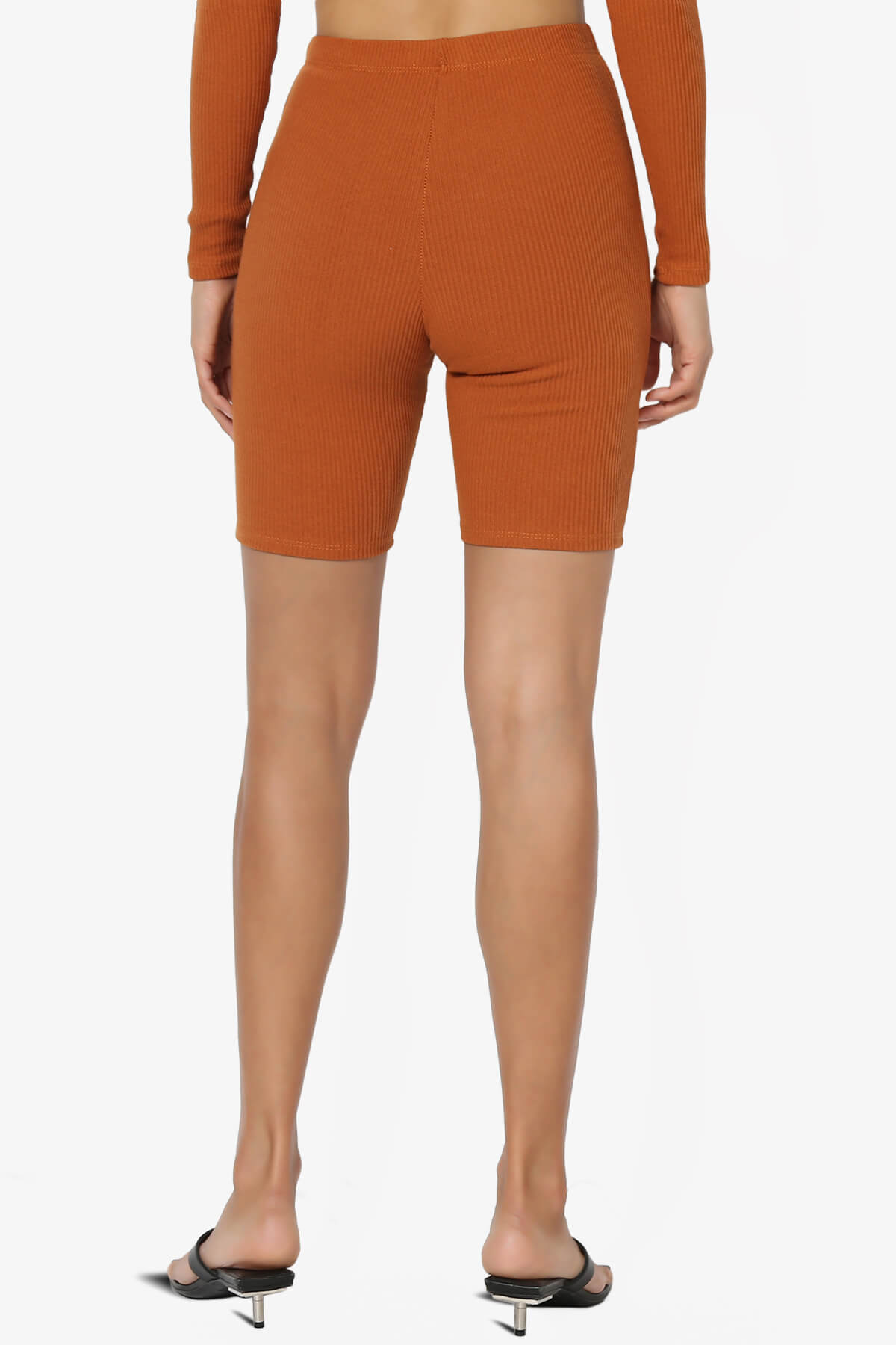 Rebecka Ribbed Basic Biker Shorts CARAMEL_2