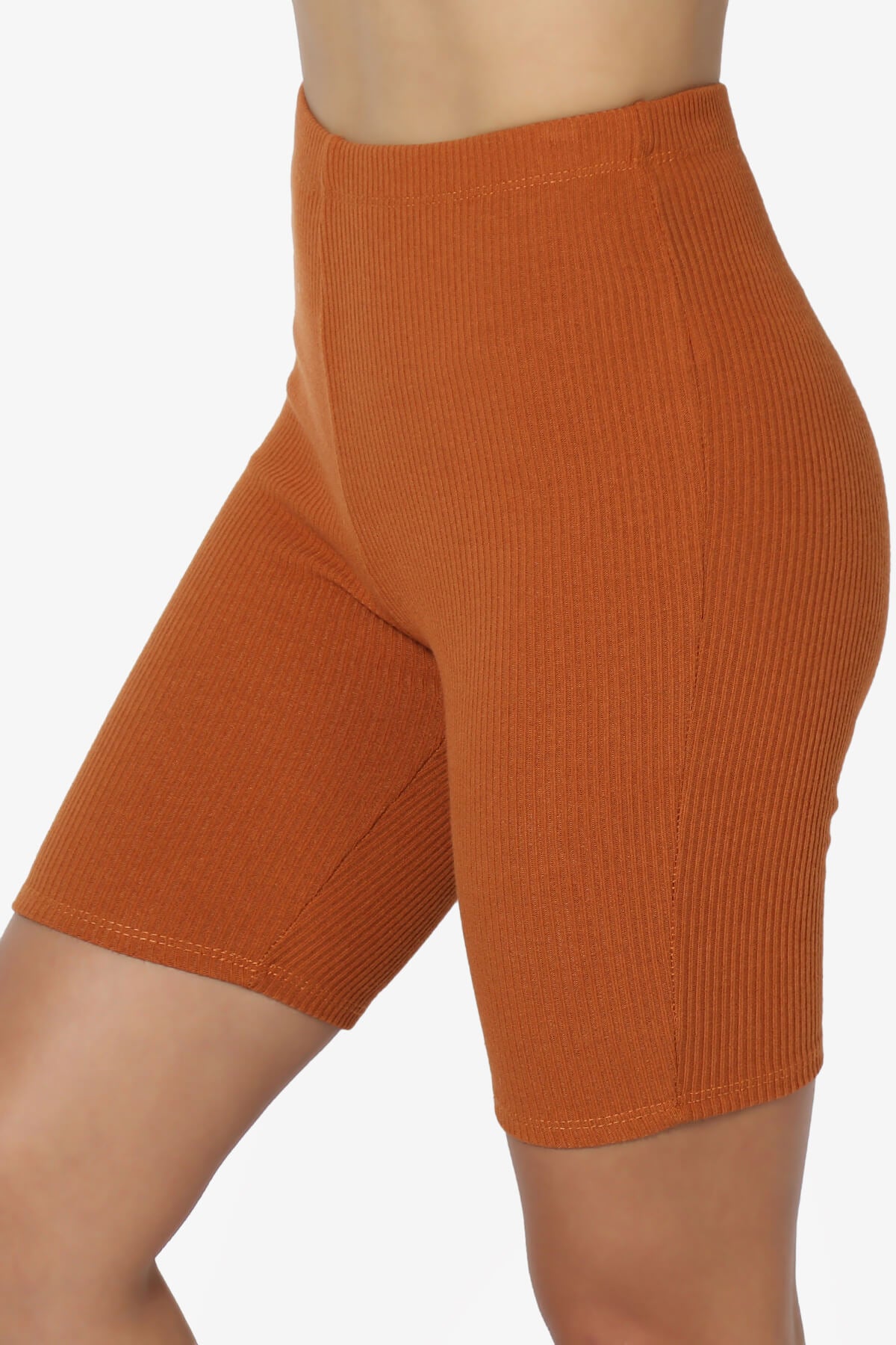 Rebecka Ribbed Basic Biker Shorts CARAMEL_5