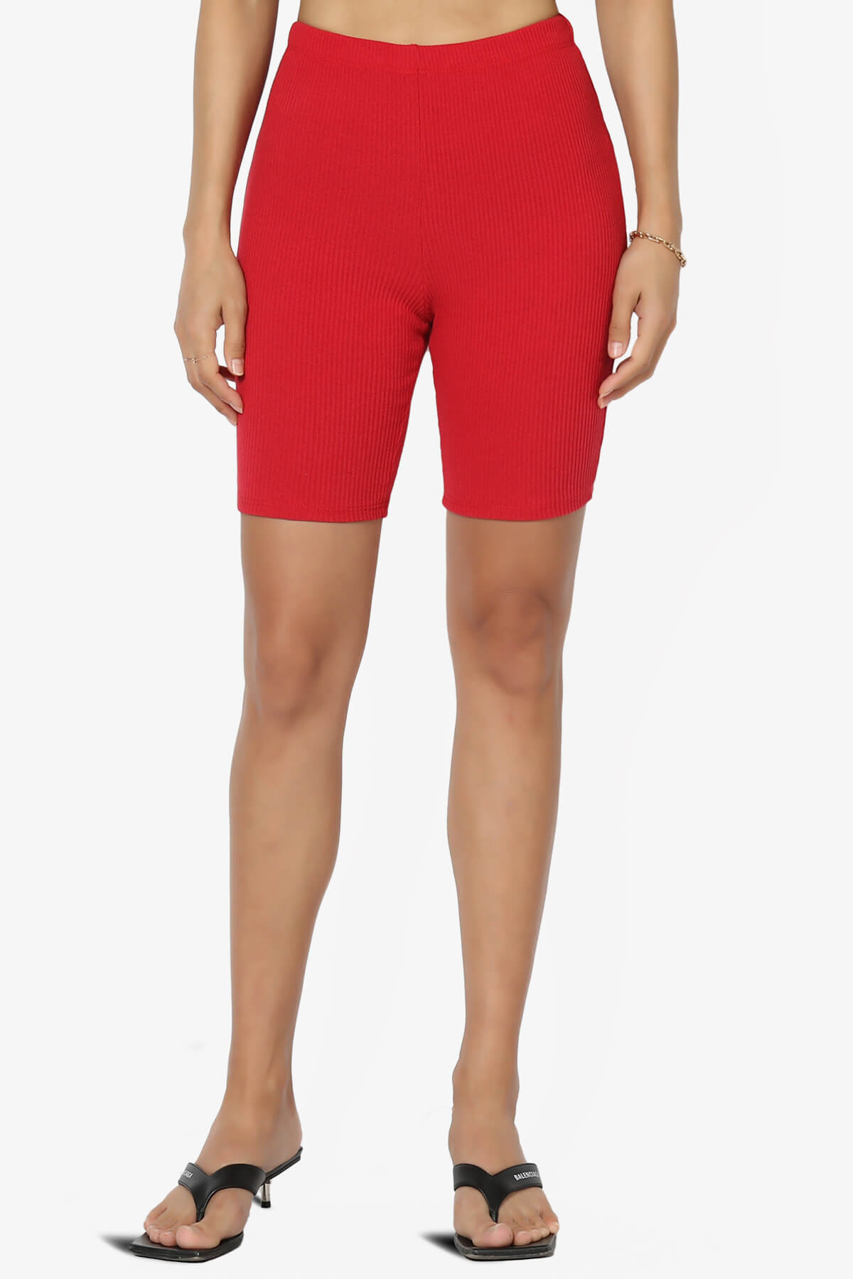 Rebecka Ribbed Basic Biker Shorts DARK RED_1