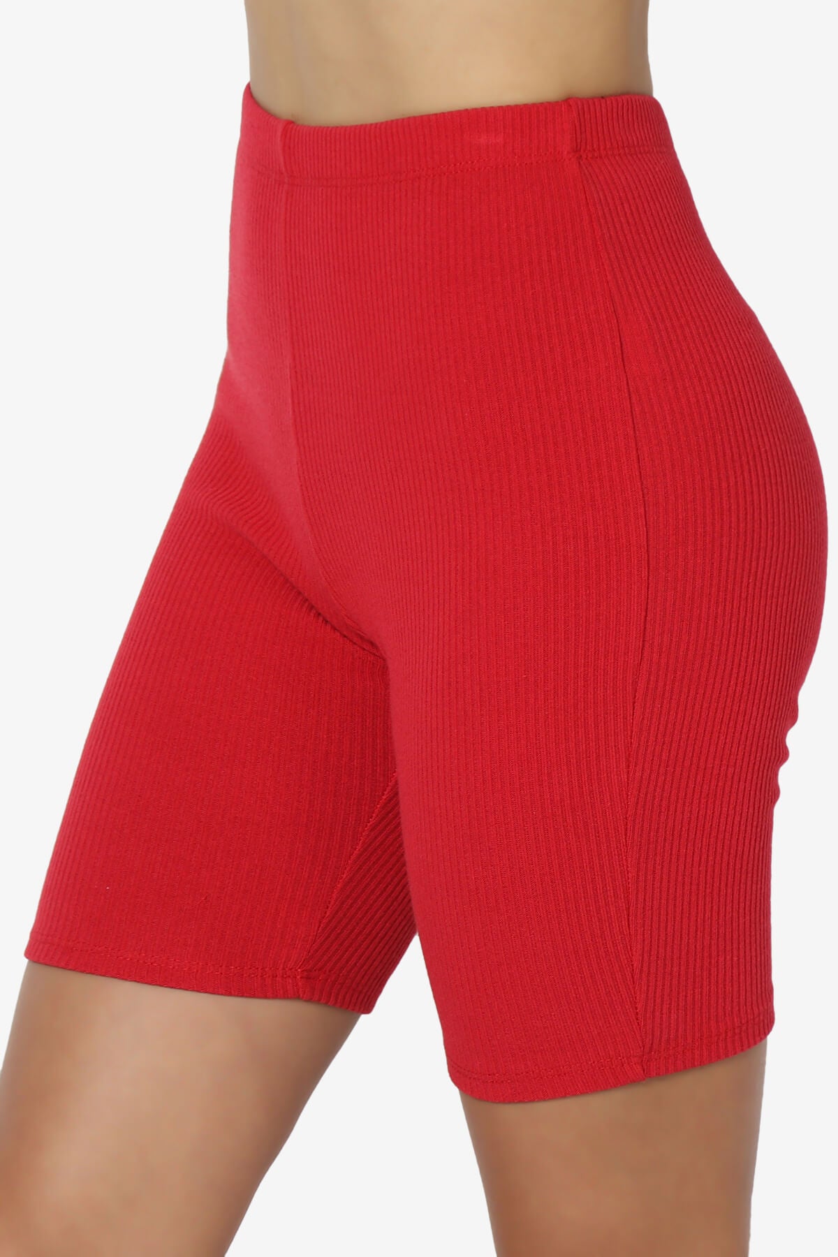 Rebecka Ribbed Basic Biker Shorts DARK RED_5