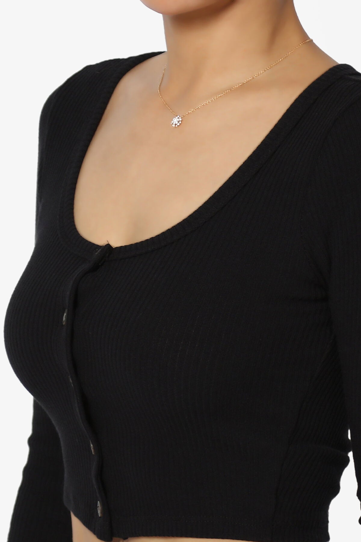 Rebecka Ribbed Knit Crop Cardigan BLACK_5