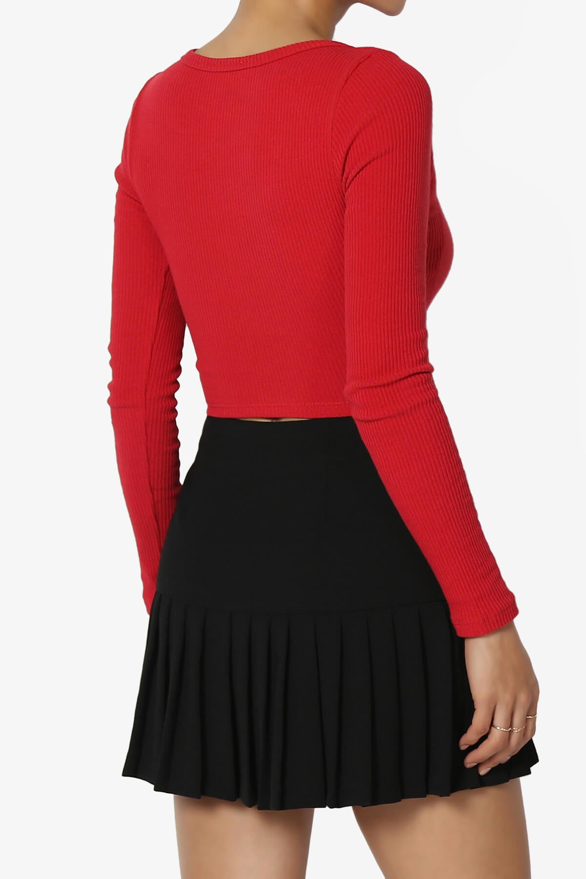 Rebecka Ribbed Knit Crop Cardigan DARK RED_4