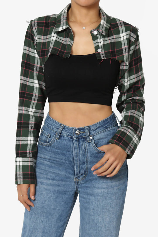 Remmi Cropped Plaid Button Down Shirt