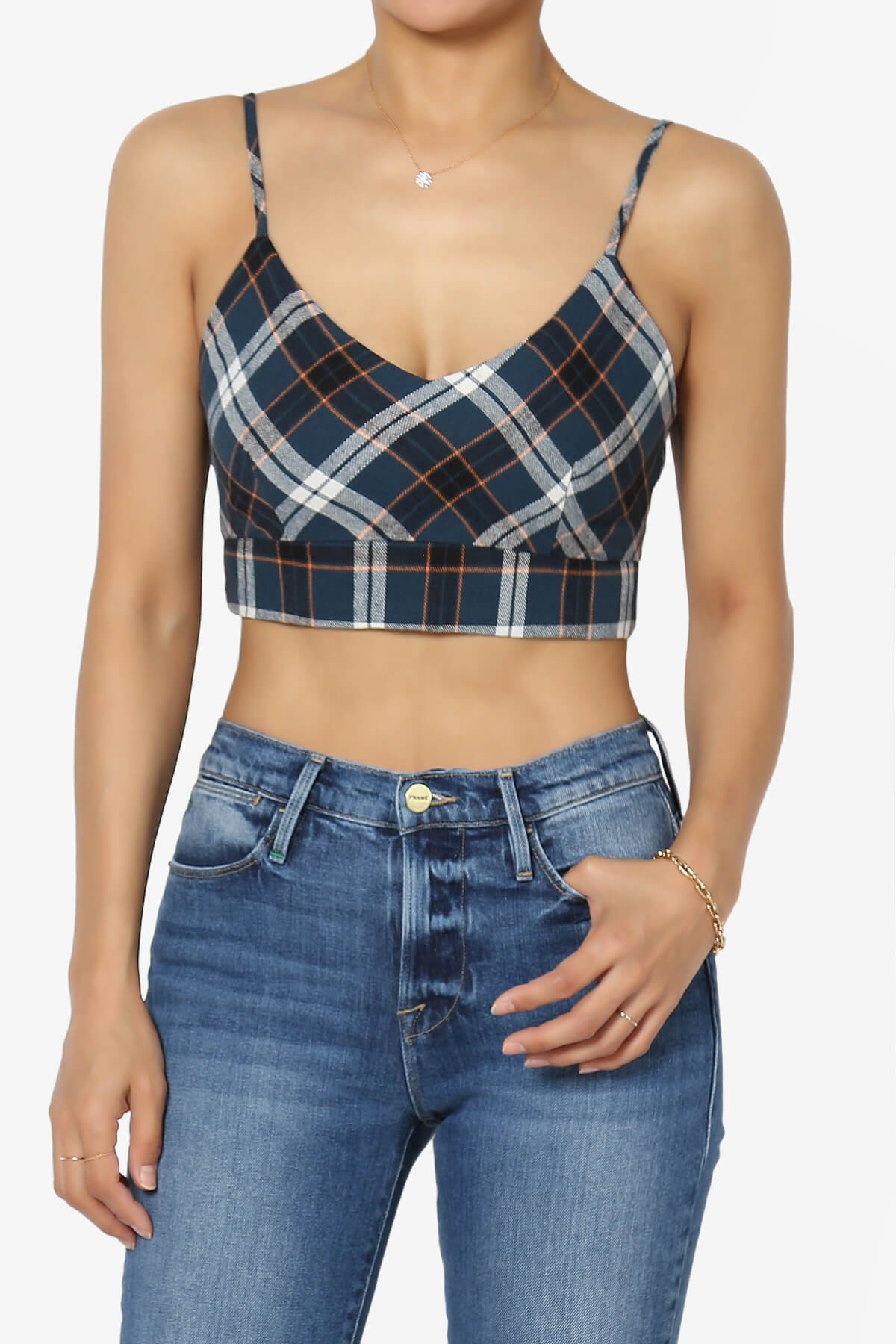 Remmi Cropped Plaid Cami Tank Top BLUE_1