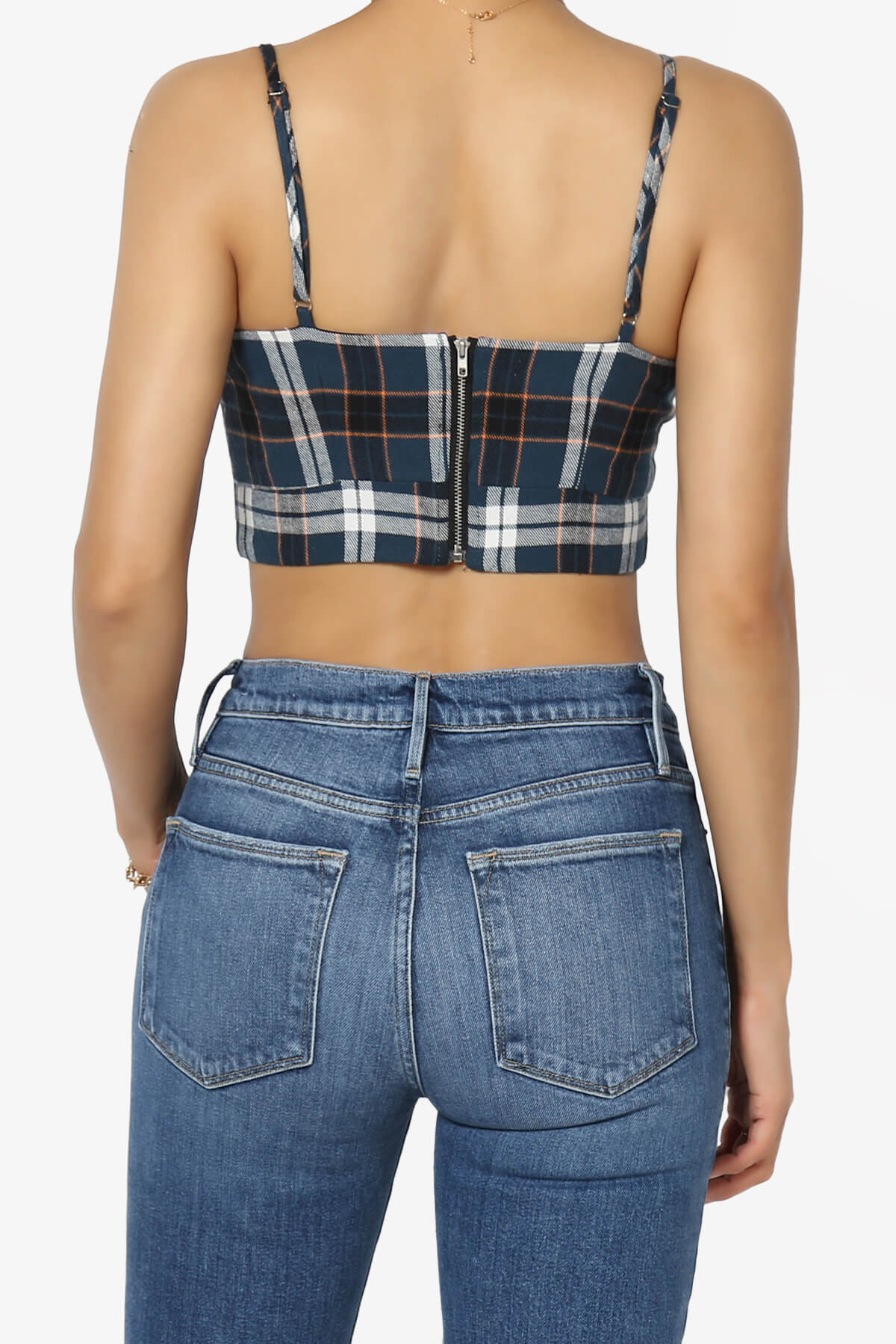 Remmi Cropped Plaid Cami Tank Top BLUE_2
