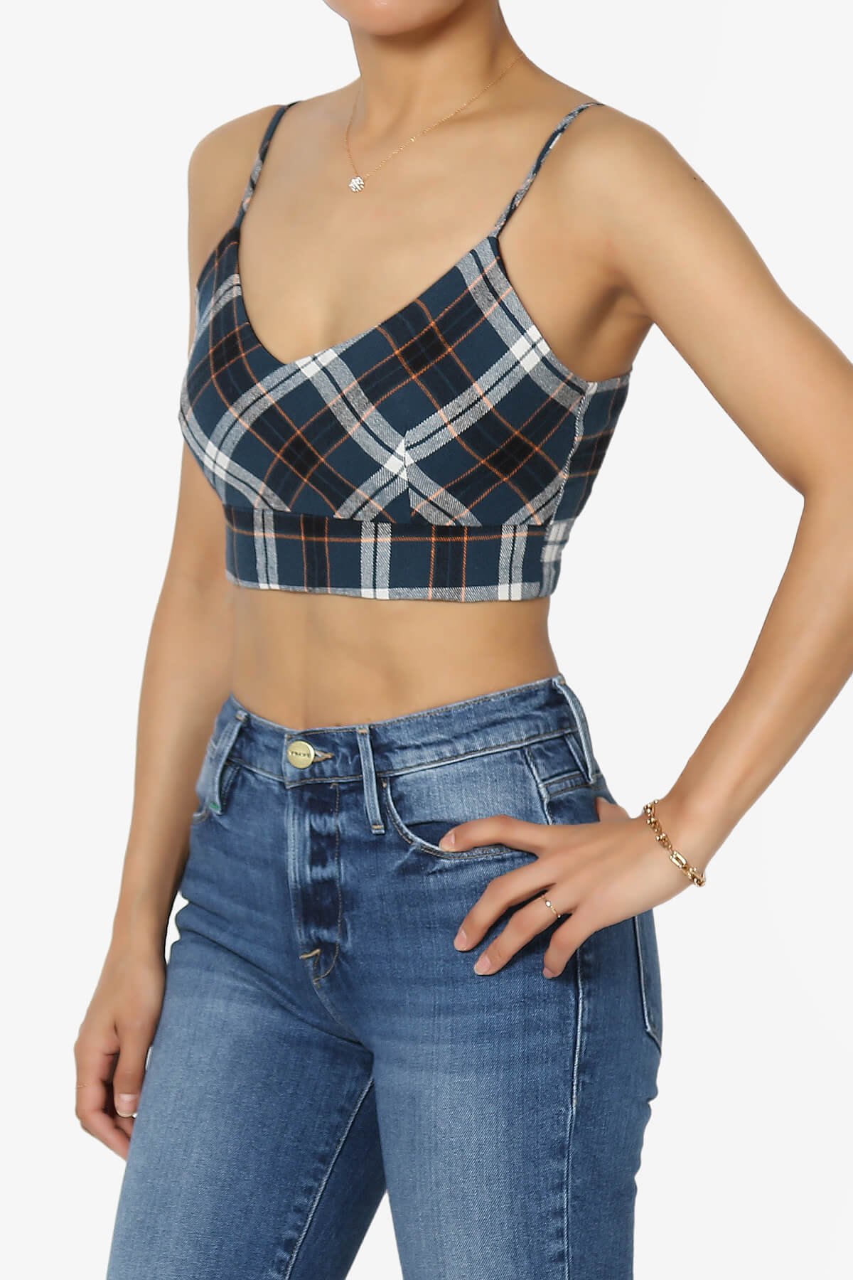 Remmi Cropped Plaid Cami Tank Top BLUE_3