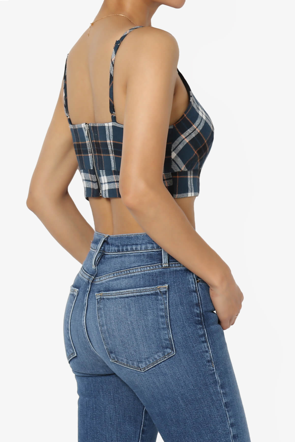 Remmi Cropped Plaid Cami Tank Top BLUE_4