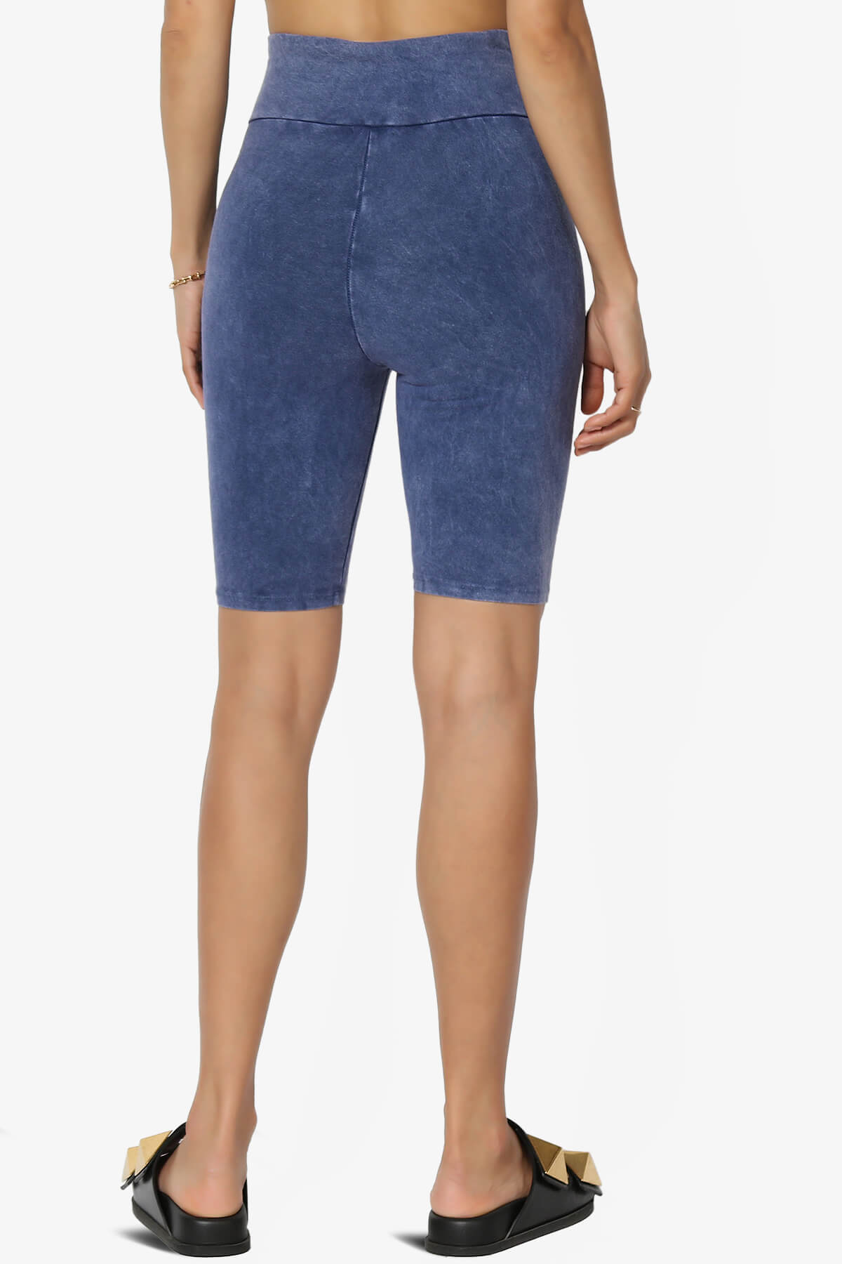 Resort Mineral Wash High Waisted Biker Shorts DENIM_2