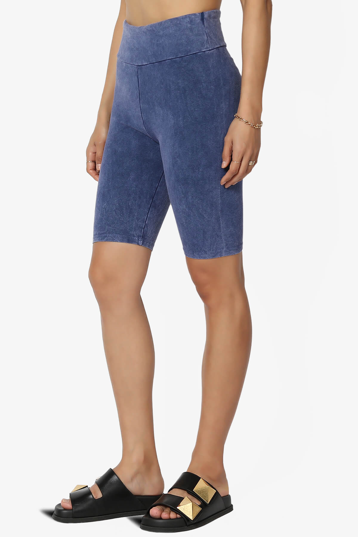 Resort Mineral Wash High Waisted Biker Shorts DENIM_3